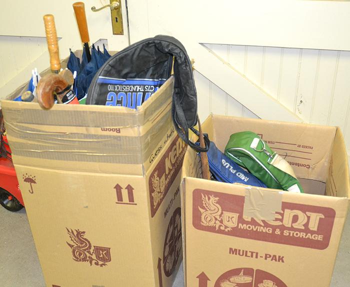 Appraisal: TWO BOXES OF SPORTING EQUIPMENT INCLUDING A DART BOARD TENNIS