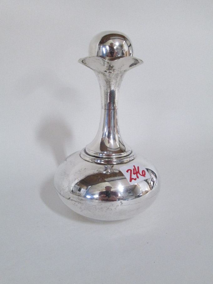 Appraisal: MEXICO STERLING SILVER DECANTER maker Juvento Lopez Reyes of bulbous