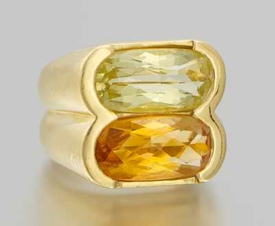 Appraisal: A Ladies' Citrine Ring k yellow gold double ring set