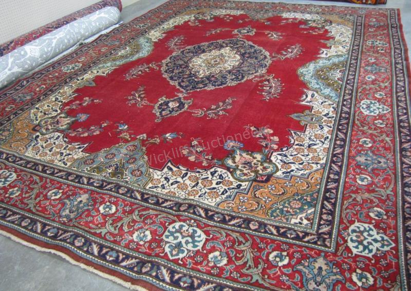 Appraisal: Handmade Oriental Room Size Rug Isfahan design red field with