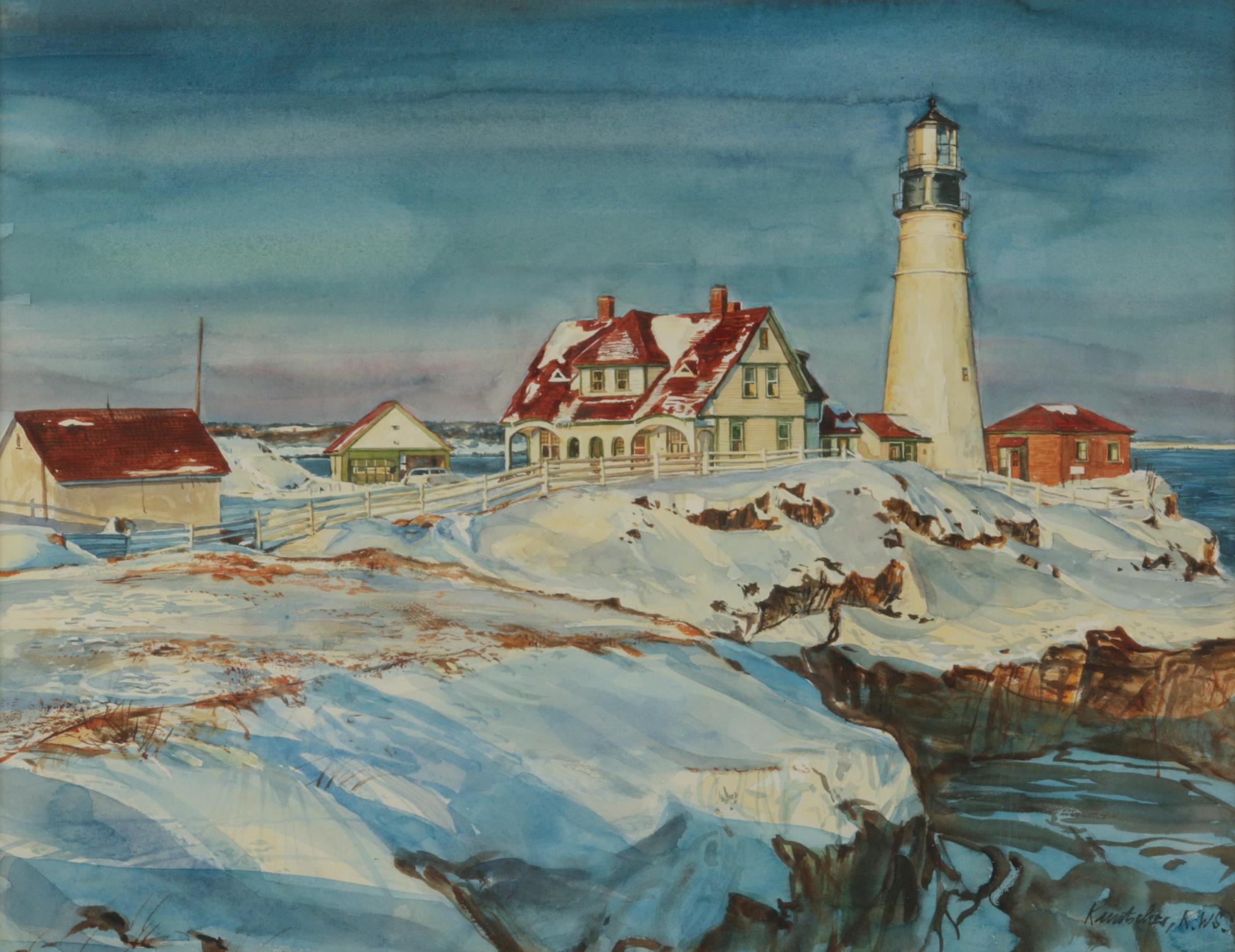 Appraisal: KLAUS KUNTSCHER LIGHTHOUSE WATERCOLOR Klaus Kuntscher Czech-American th st Untitled