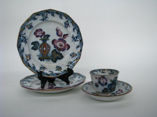 Appraisal: Four Gaudy Welsh Ironstone Items including a cup a ''