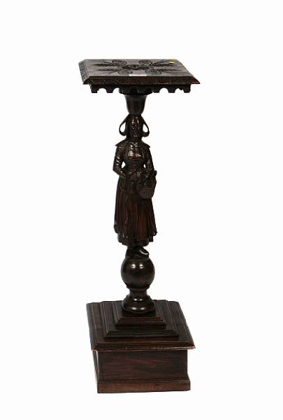 Appraisal: A Continental carved wood figural pedestal th century height in