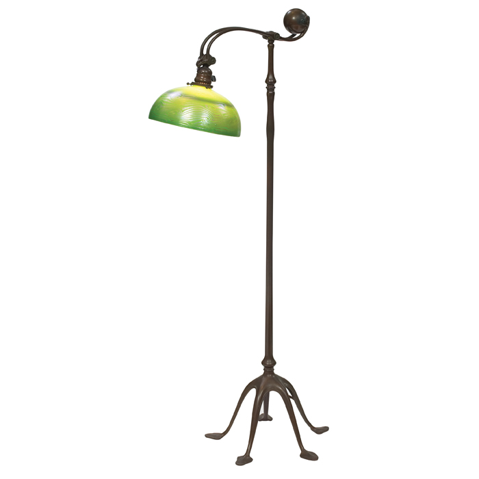 Appraisal: L C Tiffany floor lamp counter-balance base with a green