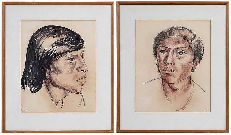 Appraisal: William Melton Halsey South Carolina - Two Maya Portraits each