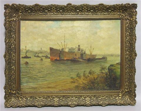 Appraisal: ARTHUR WILDE PARSONS BRITISH - HARBOUR SCENE Oil on canvas