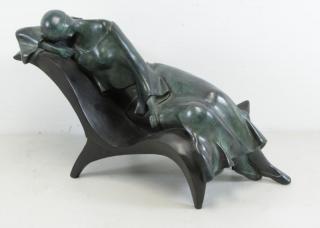 Appraisal: AZUZ Haim Patinated Bronze Reclining Woman Signed 'H Azuz' and