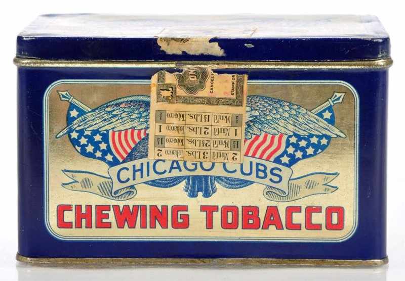 Appraisal: Chicago Cubs Tobacco Tin Description Blue tin litho of Chicago