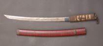 Appraisal: Ceremonial Japanese Sword with Bamboo Sheath Antique Japanese tanto with