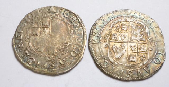 Appraisal: CHARLES I SHILLING Tower type mint mark harp nearly VF