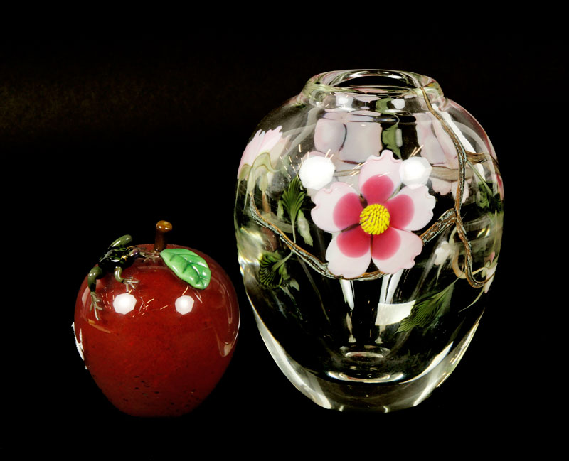 Appraisal: - Orient and Flume Paperweight with Vase Orient and Flume