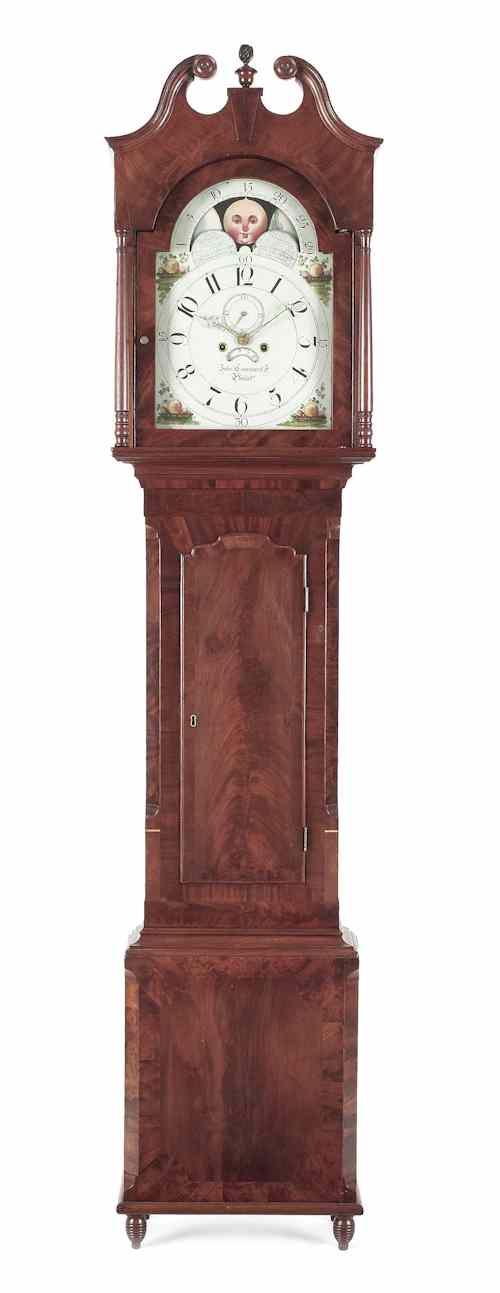 Appraisal: Philadelphia Federal mahogany tall case clock ca the case probably