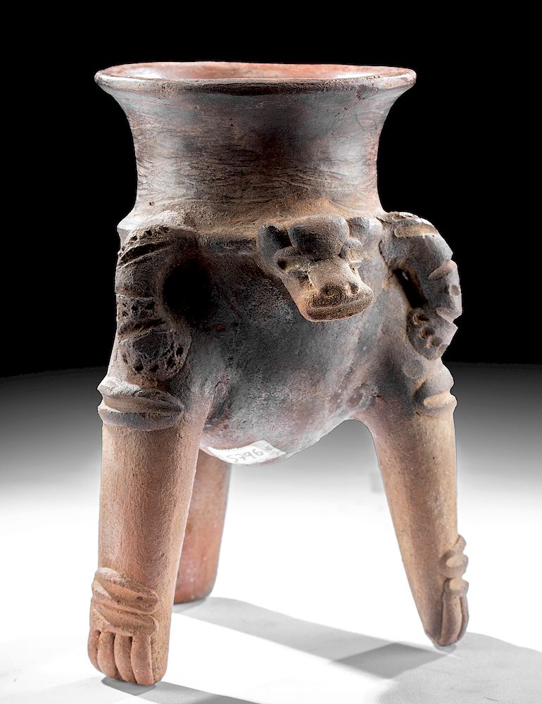 Appraisal: Guancaste Pottery Jaguar Effigy Tripod Vessel Pre-Columbian Costa Rica Guanacaste