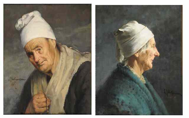 Appraisal: Louis Joseph Anthonissen - Portraits of an elderly couple each