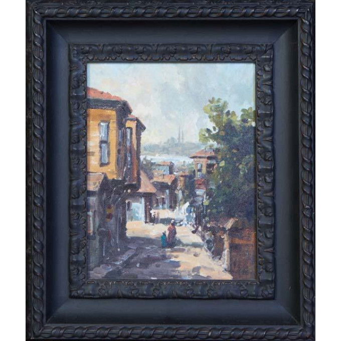 Appraisal: Turkish School Turkish Street View th c oil on canvas