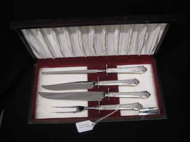 Appraisal: pc Damask Rose Sterling Silver Carvingset in box includes steak