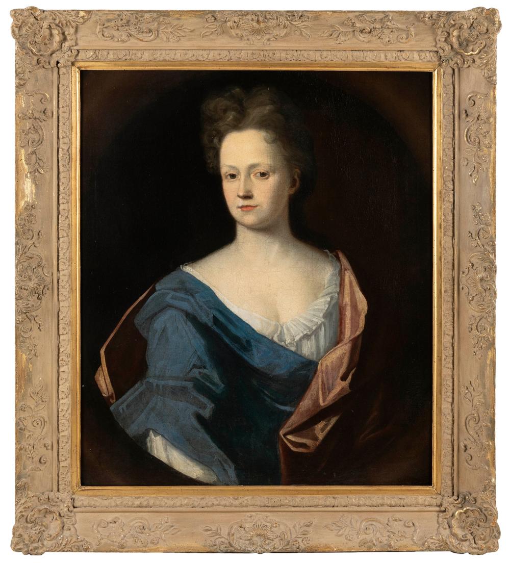 Appraisal: CONTINENTAL PORTRAIT OF A WOMAN IN A BLUE AND WHITE