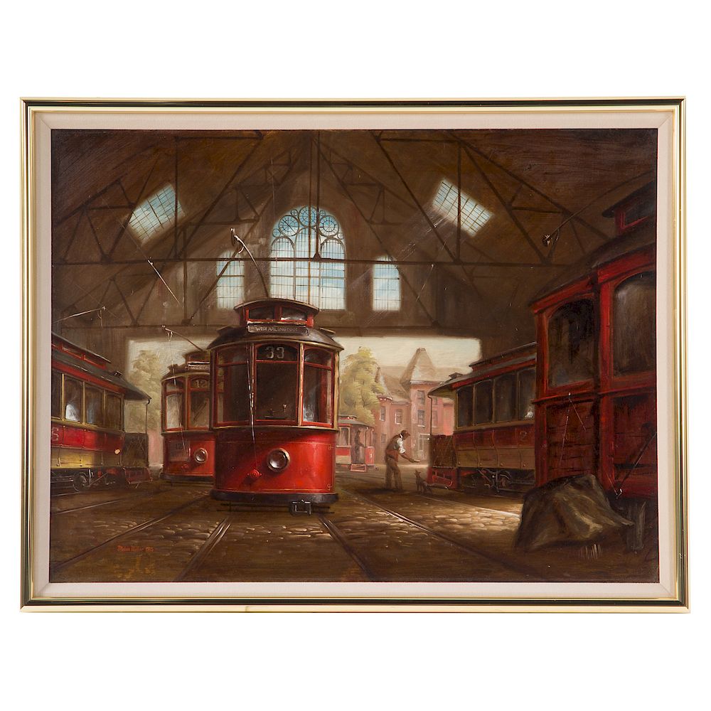 Appraisal: Melvin Orville Miller Jr Car Barn American - Oil on