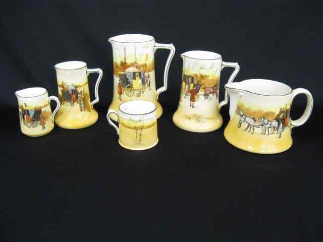 Appraisal: pcs Royal Doulton ''Coaching Days'' China pitchers ranging from ''