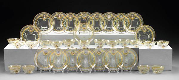 Appraisal: A suite of Venetian gilt heightened and enamel decorated glassware