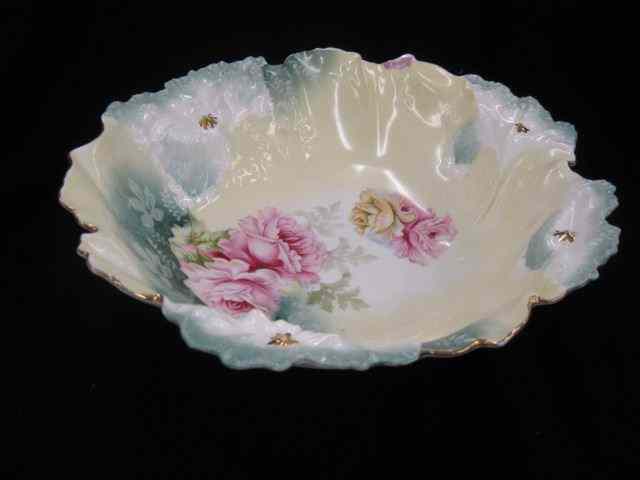 Appraisal: R S Prussia Porcelain Berry Bowl floral blown-out mold ''