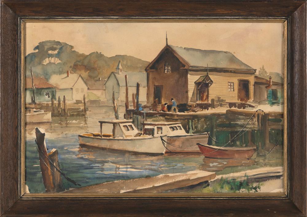 Appraisal: HELLMUTH GEORGE TSCHAMBER New York Germany - Fishing port Signed