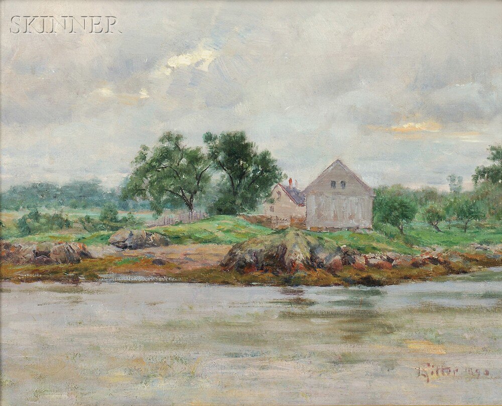 Appraisal: Louis Ritter American - House on Water's Edge Signed and