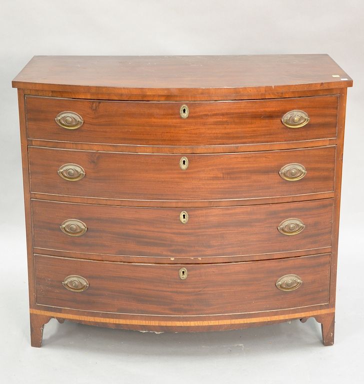 Appraisal: Federal mahogany bowfront chest on bracket feet circa Federal mahogany