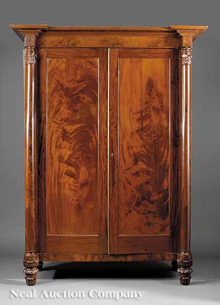 Appraisal: An American Classical Carved Mahogany Armoire c New York the