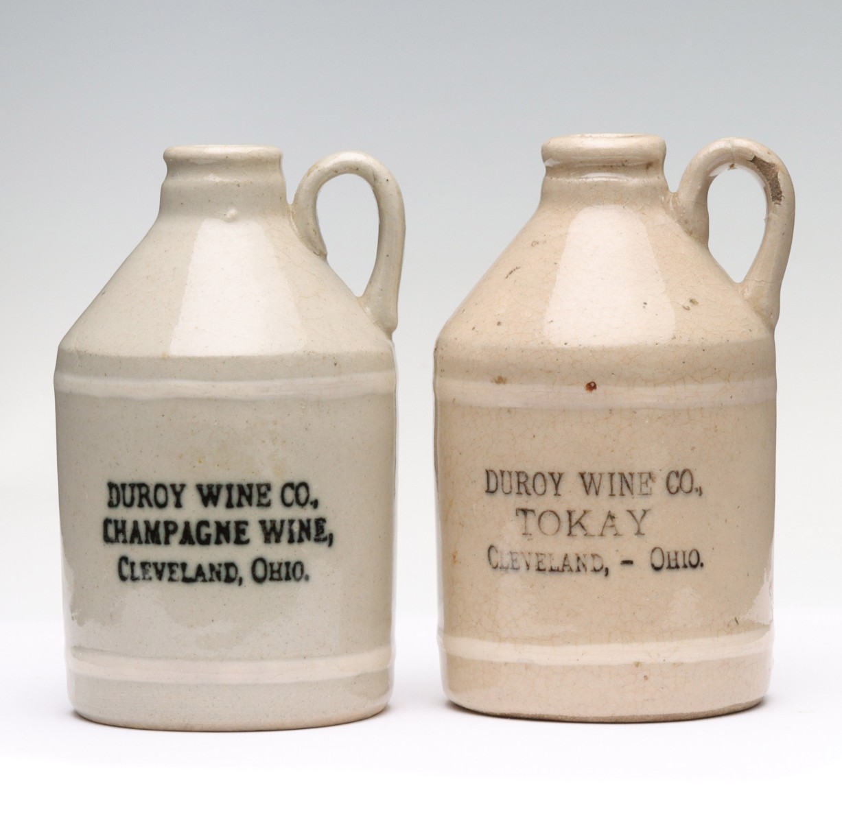 Appraisal: TWO CLEVELAND OHIO STONEWARE MINI JUGS