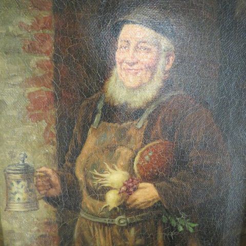 Appraisal: O Bartek oil German manwith radishes and beer stein on