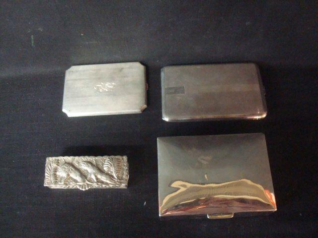 Appraisal: Silver Boxes cigarette cases box marked i and small ornate