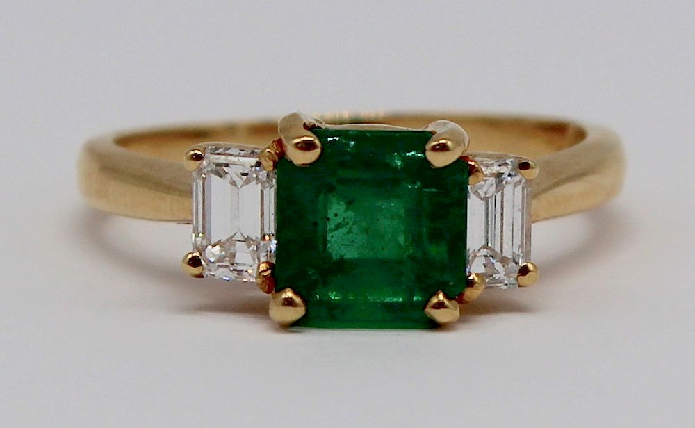 Appraisal: JEWELRY GIA No Emerald and Diamond Ring kt gold ring