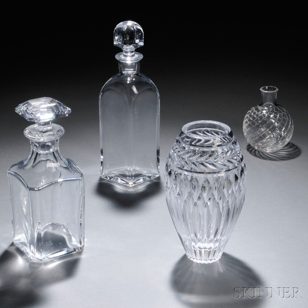 Appraisal: Three Baccarat Items and a Faberge Atelier Vase Colorless crystal