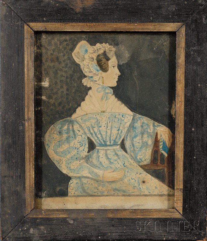 Appraisal: American School th Century Profile Portrait of a Woman in