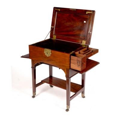 Appraisal: A late th Century mahogany campaign table the top with