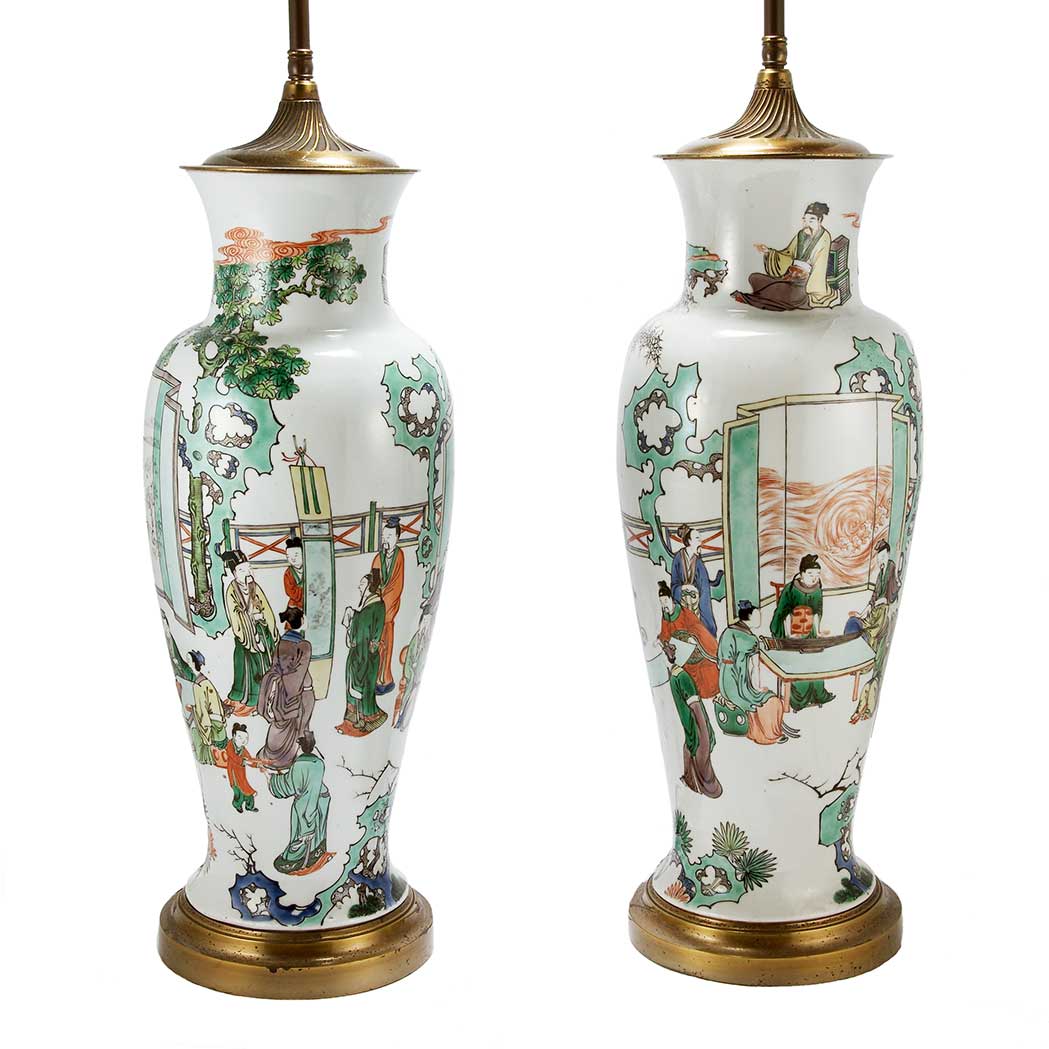 Appraisal: Pair of Chinese Famille Verte Porcelain Vases th th Century