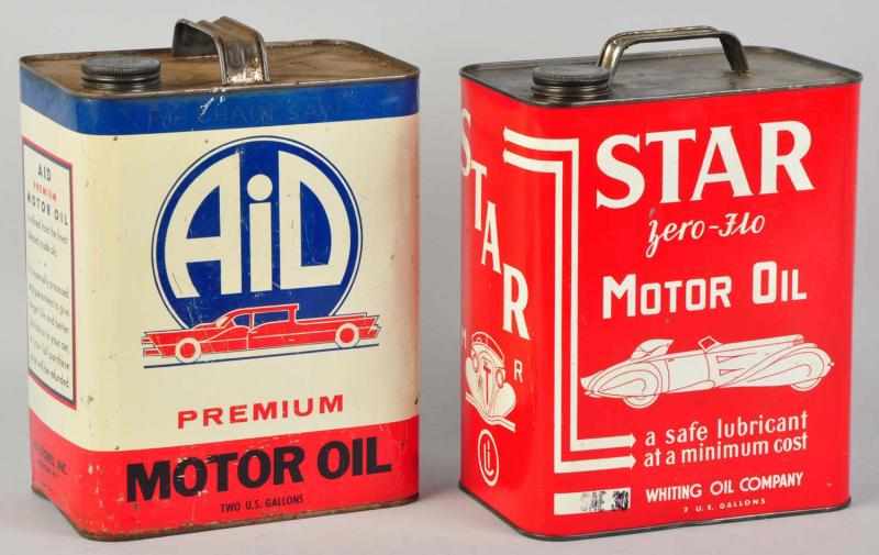 Appraisal: Star Aid Motor Oil Cans Both are two-gallon cans and