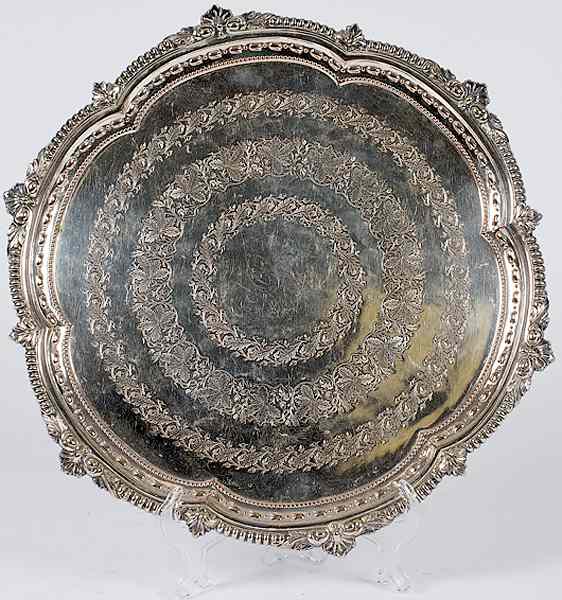 Appraisal: English Sheffield Plate Tray English a Sheffield Plate round tray