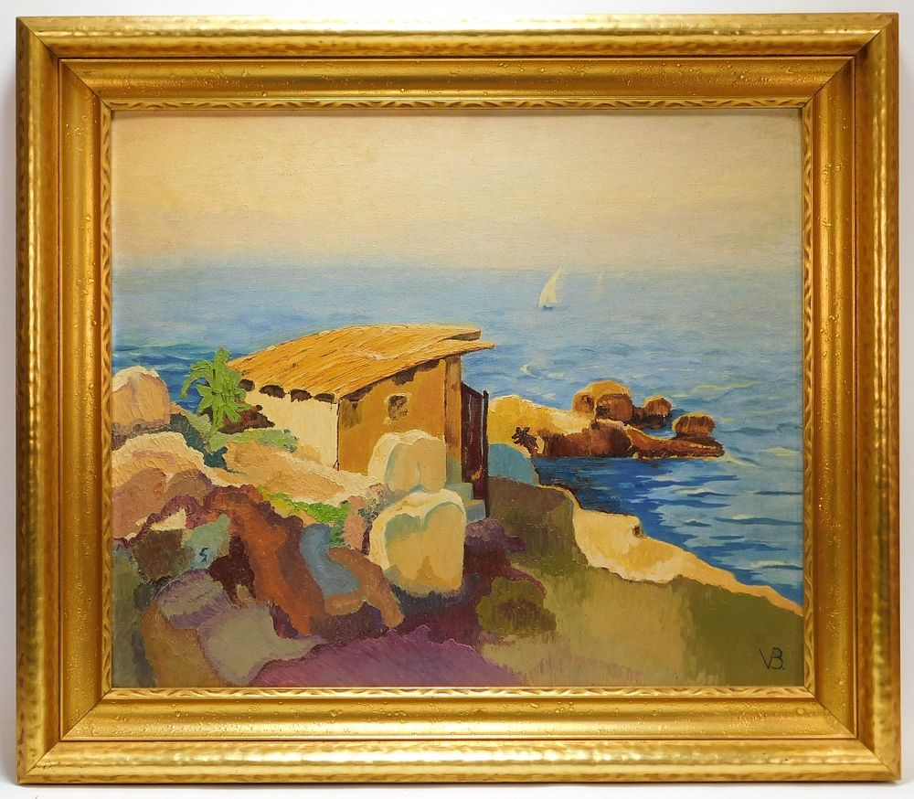 Appraisal: Attr Violet Brunton Maritime Landscape Painting Attr Violet Brunton United