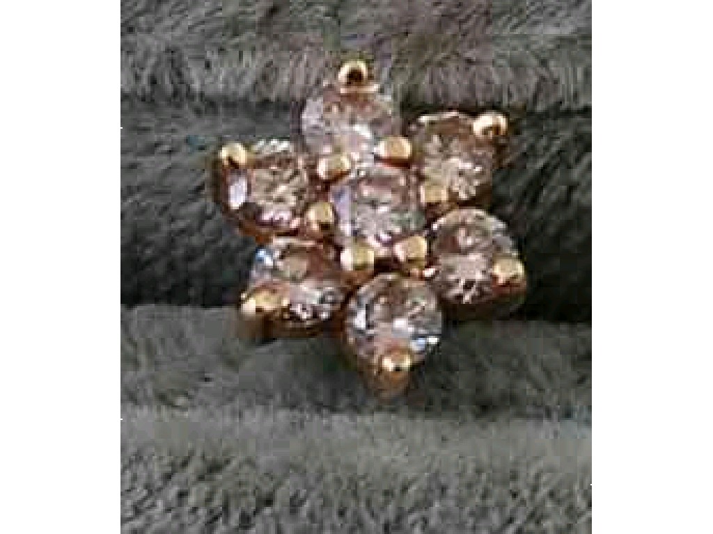 Appraisal: AN ct GOLD AND DIAMOND DAISY CLUSTER EARRING set with