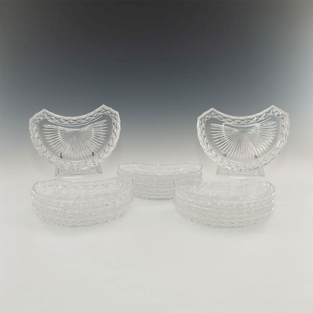 Appraisal: SET OF CLAMSHELL CUT GLASS DESSERT TRAYS Faceted serving dishes