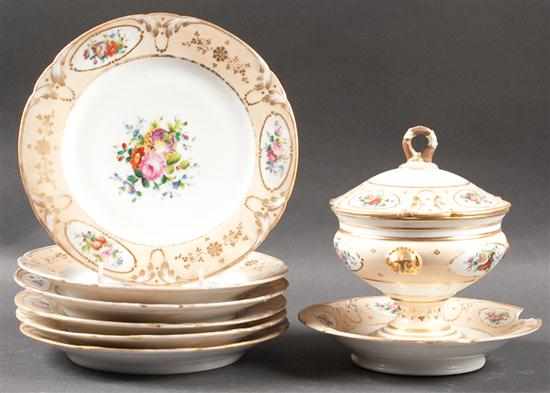 Appraisal: Set of six Paris porcelain floral decorated plates and similar