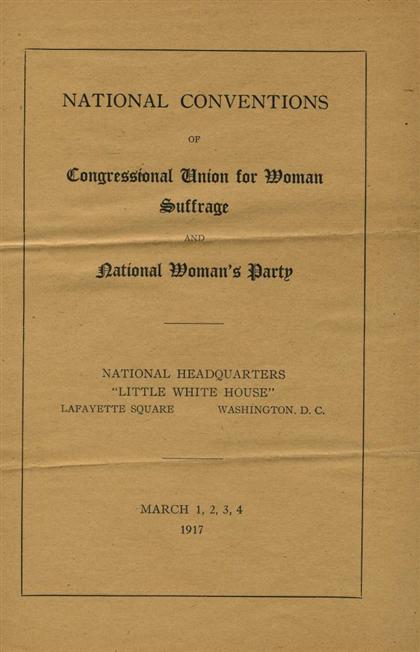 Appraisal: piece Original Program National Conventions of Congressional Union for Woman