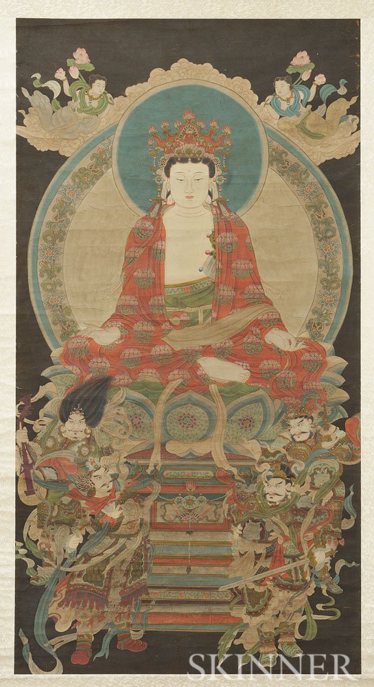 Appraisal: Buddhist Hanging Scroll Depicting Avalokitesvara China seated on a lotus