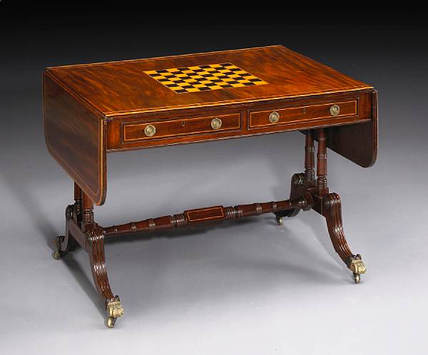 Appraisal: A Regency inlaid mahogany sofa and games table early th