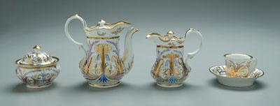 Appraisal: piece porcelain tea service lavender and gilt decoration with vases