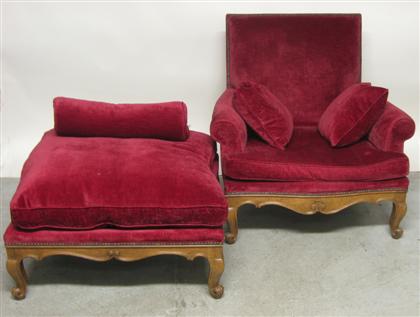 Appraisal: Louis XV style bergere with matching ottoman don ruseau new