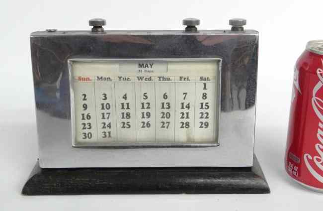 Appraisal: English chrome desk calendar '' x ''