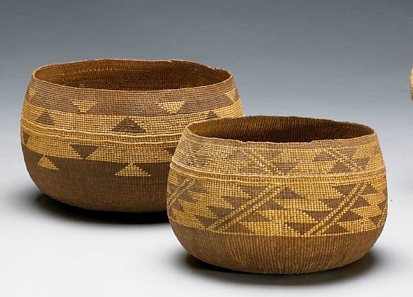 Appraisal: Two Northwest California baskets Each constructed as a mush bowl